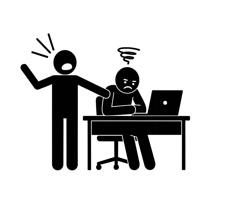 Người bị làm phiền liên tục trong môi trường hiện đại, thể hiện sự căng thẳng và khó chịu trước hành vi quấy rầy dai dẳng.